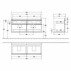 Villeroy & Boch Venticello Waschtischunterschrank XL 1253mm Mit 4 Auszügen Für Doppelwaschtisch Glossy Grey Copper