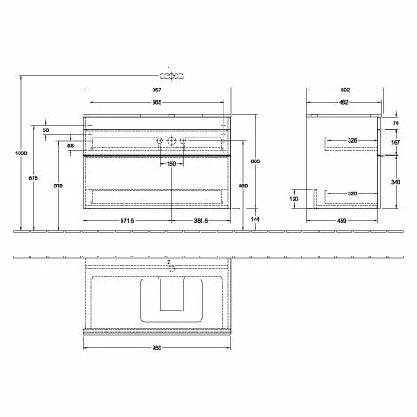 Villeroy & Boch Venticello Waschtischunterschrank XXL 957mm mit 2 Auszügen für Aufsatzwaschtisch mit Glass Glossy White Rechts Copper Villeroy & Boch Venticello Waschtischunterschrank XXL 957mm Mit 2 Auszügen Für Aufsatzwaschtisch Mit Glass Glossy White Rechts Copper -VILLEROY & BOCH shop 71489577 1
