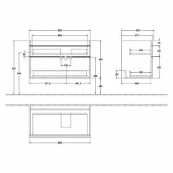Villeroy & Boch Venticello Waschtischunterschrank XL 953mm Mit 2 Auszügen Und Variabler Beckenpositi Stone Oak Rechts Chrom