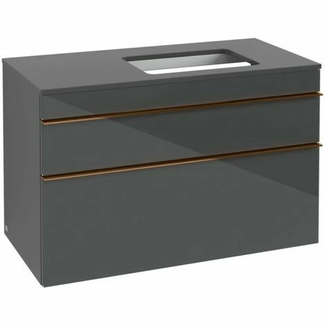 Villeroy & Boch Venticello Waschtischunterschrank XXL 957mm Mit 2 Auszügen Für Aufsatzwaschtisch Mit Glass Glossy Grey Rechts Copper 4 Villeroy & Boch Venticello Waschtischunterschrank XXL 957mm Mit 2 Auszügen Für Aufsatzwaschtisch Mit Glass Glossy Grey Rechts Copper – Bild 2