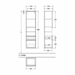 Villeroy & Boch Venticello Hochschrank Mit 1 Tür, 2 Auszügen Und 1 Offenem Fach Mittig Rechts Truffle Grey Chrom