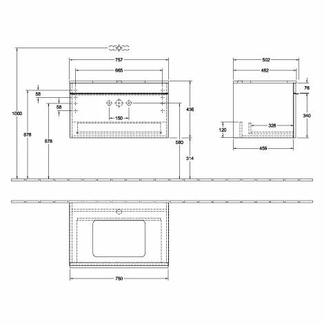 Villeroy & Boch Venticello Waschtischunterschrank mit 1 Auszug für Aufsatzwaschtisch 75,7 cm Glossy Grey Weiß Villeroy & Boch Venticello Waschtischunterschrank Mit 1 Auszug Für Aufsatzwaschtisch 75,7 Cm Glossy Grey Weiß -VILLEROY & BOCH shop 71489860 1