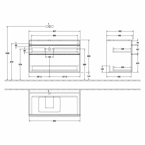 Villeroy & Boch Venticello Waschtischunterschrank XXL 957mm mit 2 Auszügen für Aufsatzwaschtisch mit White Wood Links Weiß Villeroy & Boch Venticello Waschtischunterschrank XXL 957mm Mit 2 Auszügen Für Aufsatzwaschtisch Mit White Wood Links Weiß -VILLEROY & BOCH shop 71489862 1