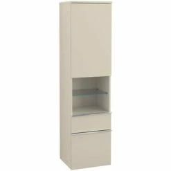Alternative view of Villeroy & Boch Venticello Hochschrank Mit 1 Tür, 2 Auszügen Und 1 Offenem Fach Mittig Links Soft Grey Chrom