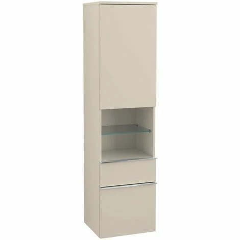 Villeroy & Boch Venticello Hochschrank Mit 1 Tür, 2 Auszügen Und 1 Offenem Fach Mittig Links Soft Grey Chrom 4 Villeroy & Boch Venticello Hochschrank Mit 1 Tür, 2 Auszügen Und 1 Offenem Fach Mittig Links Soft Grey Chrom – Bild 2