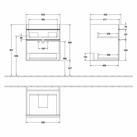 Villeroy & Boch Venticello Waschtischunterschrank XL Mit 2 Auszügen 55,3 Cm Elm Impresso Weiß 3 Villeroy & Boch Venticello Waschtischunterschrank XL Mit 2 Auszügen 55,3 Cm Elm Impresso Weiß