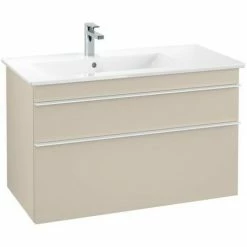 Alternative view of Villeroy & Boch Venticello Waschtischunterschrank XL 953mm Mit 2 Auszügen Und Variabler Beckenpositi Soft Grey Links Weiß