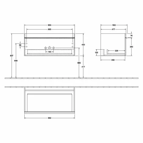 Villeroy & Boch Venticello Waschtischunterschrank mit 1 Auszug 95,3 cm Glossy Grey Weiß Villeroy & Boch Venticello Waschtischunterschrank Mit 1 Auszug 95,3 Cm Glossy Grey Weiß -VILLEROY & BOCH shop 71490180 3