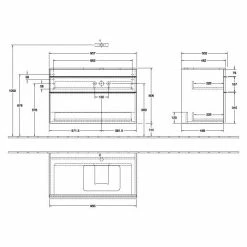 Villeroy & Boch Venticello Waschtischunterschrank XXL 957mm Mit 2 Auszügen Für Aufsatzwaschtisch Mit Soft Grey Rechts Weiß