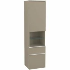Alternative view of Villeroy & Boch Venticello Hochschrank Mit 1 Tür, 2 Auszügen Und 1 Offenem Fach Mittig Rechts Truffle Grey Weiß