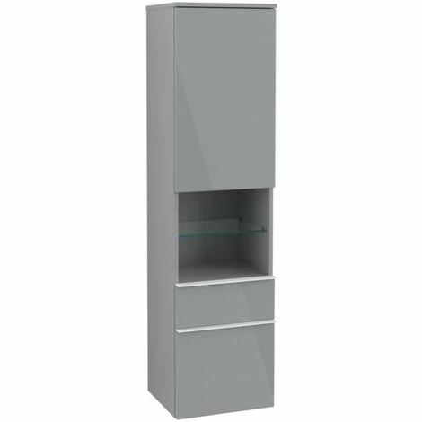 Villeroy & Boch Venticello Hochschrank Mit 1 Tür, 2 Auszügen Und 1 Offenem Fach Mittig Links Glass Glossy Grey Weiß 4 Villeroy & Boch Venticello Hochschrank Mit 1 Tür, 2 Auszügen Und 1 Offenem Fach Mittig Links Glass Glossy Grey Weiß – Bild 2