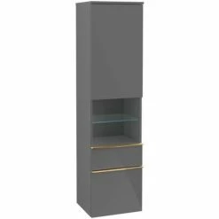 Alternative view of Villeroy & Boch Venticello Hochschrank Mit 1 Tür, 2 Auszügen Und 1 Offenem Fach Mittig Links Glossy Grey Copper