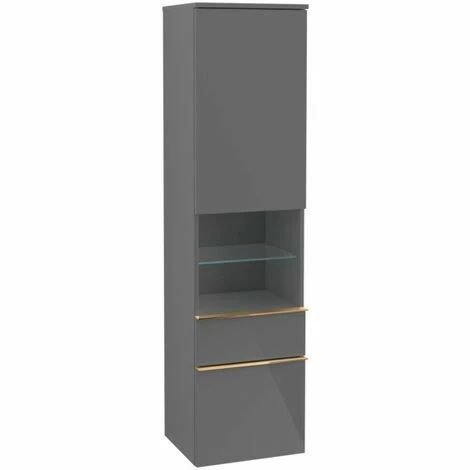 Villeroy & Boch Venticello Hochschrank Mit 1 Tür, 2 Auszügen Und 1 Offenem Fach Mittig Links Glossy Grey Copper 4 Villeroy & Boch Venticello Hochschrank Mit 1 Tür, 2 Auszügen Und 1 Offenem Fach Mittig Links Glossy Grey Copper – Bild 2