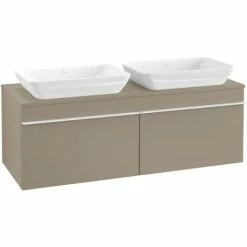 Villeroy & Boch Venticello Waschtischunterschrank 1257mm Mit 2 Auszügen Für 2 Aufsatzwaschtische Truffle Grey Weiß -VILLEROY & BOCH shop 71494378 3