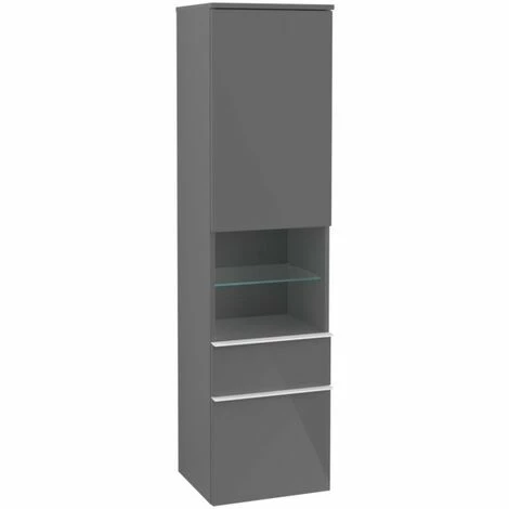 Villeroy & Boch Venticello Hochschrank Mit 1 Tür, 2 Auszügen Und 1 Offenem Fach Mittig Links Glossy Grey Weiß 4 Villeroy & Boch Venticello Hochschrank Mit 1 Tür, 2 Auszügen Und 1 Offenem Fach Mittig Links Glossy Grey Weiß – Bild 2