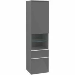 Villeroy & Boch Venticello Hochschrank Mit 1 Tür, 2 Auszügen Und 1 Offenem Fach Mittig Rechts Glossy Grey Weiß -VILLEROY & BOCH shop 71494589 2