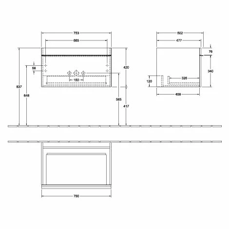 Villeroy & Boch Venticello Waschtischunterschrank Mit 1 Auszug 75,3 Cm Soft Grey Chrom 3 Villeroy & Boch Venticello Waschtischunterschrank Mit 1 Auszug 75,3 Cm Soft Grey Chrom