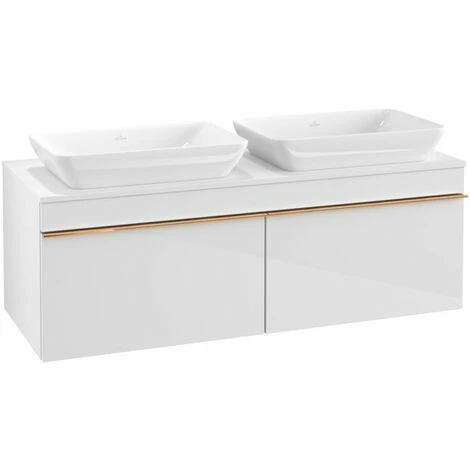 Villeroy & Boch Venticello Waschtischunterschrank 1257mm Mit 2 Auszügen Für 2 Aufsatzwaschtische Glossy White Copper 5 Villeroy & Boch Venticello Waschtischunterschrank 1257mm Mit 2 Auszügen Für 2 Aufsatzwaschtische Glossy White Copper – Bild 3
