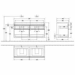 Villeroy & Boch Venticello Waschtischunterschrank XXL 1257mm Mit 4 Auszügen Für 2 Aufsatzwaschtische Elm Impresso Weiß