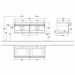 Villeroy & Boch Venticello Waschtischunterschrank 1257mm Mit 2 Auszügen Für 2 Aufsatzwaschtische White Wood Weiß