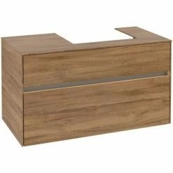 Alternative view of Villeroy & Boch Collaro Waschtischunterschrank 100cm Mit 2 Auszügen Und Variabler Beckenposition Kansas Oak Mit Beleuchtung Rechts 50 Cm