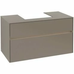 Villeroy & Boch Collaro Waschtischunterschrank 100cm Mit 2 Auszügen Und Variabler Beckenposition Truffle Grey Mit Beleuchtung Mittig 50 Cm -VILLEROY & BOCH shop 71605379 3