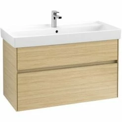 Alternative view of Villeroy & Boch Collaro Waschtischunterschrank Mit 2 Auszügen 95,4 Cm Nordic Oak Mit Beleuchtung