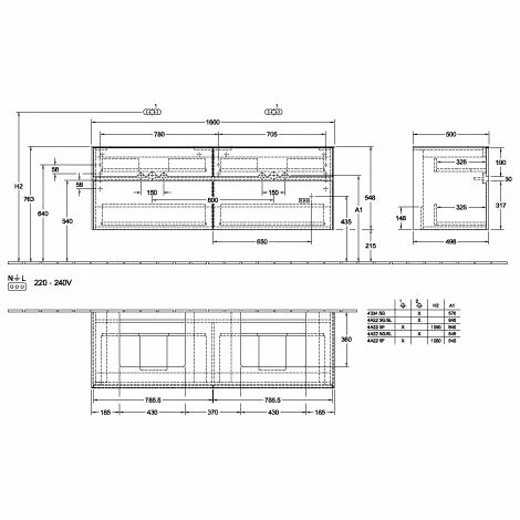 Villeroy & Boch Collaro Waschtischunterschrank 160cm mit 4 Auszügen für 2 Waschtische White Matt Mit Beleuchtung 50 cm Villeroy & Boch Collaro Waschtischunterschrank 160cm Mit 4 Auszügen Für 2 Waschtische White Matt Mit Beleuchtung 50 Cm -VILLEROY & BOCH shop 71605394 1