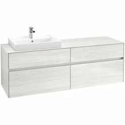 Alternative view of Villeroy & Boch Collaro Waschtischunterschrank 160cm Mit 4 Auszügen Und Variabler Beckenposition White Wood Mit Beleuchtung Links 60 Cm
