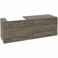 Alternative view of Villeroy & Boch Collaro Waschtischunterschrank 160cm Mit 4 Auszügen Und Variabler Beckenposition Stone Oak Mit Beleuchtung Links 60 Cm
