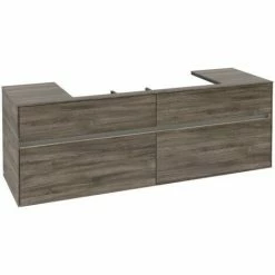 Alternative view of Villeroy & Boch Collaro Waschtischunterschrank 160cm Mit 4 Auszügen Und Variabler Beckenposition Stone Oak Mit Beleuchtung Mittig 100 Cm
