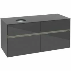 Alternative view of Villeroy & Boch Collaro Waschtischunterschrank 120cm Mit 4 Auszügen Glossy Grey Mit Beleuchtung Links