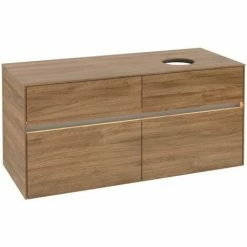 Alternative view of Villeroy & Boch Collaro Waschtischunterschrank 120cm Mit 4 Auszügen Kansas Oak Mit Beleuchtung Rechts