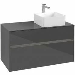 Villeroy & Boch Collaro Waschtischunterschrank 100cm Mit 2 Auszügen Glossy Grey Mit Beleuchtung Rechts 4 Villeroy & Boch Collaro Waschtischunterschrank 100cm Mit 2 Auszügen Glossy Grey Mit Beleuchtung Rechts -VILLEROY & BOCH shop 71605448 3
