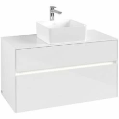 Villeroy & Boch Collaro Waschtischunterschrank 100cm Mit 2 Auszügen Glossy White Mit Beleuchtung Mittig 4 Villeroy & Boch Collaro Waschtischunterschrank 100cm Mit 2 Auszügen Glossy White Mit Beleuchtung Mittig -VILLEROY & BOCH shop 71605449 3