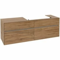 Alternative view of Villeroy & Boch Collaro Waschtischunterschrank 160cm Mit 4 Auszügen Und Variabler Beckenposition Kansas Oak Mit Beleuchtung Rechts 80 Cm