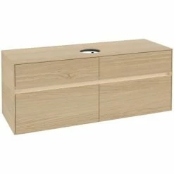 Alternative view of Villeroy & Boch Collaro Waschtischunterschrank 140cm Mit 4 Auszügen Nordic Oak Mit Beleuchtung Mittig