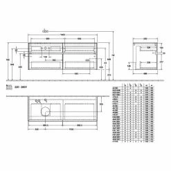 Villeroy & Boch Collaro Waschtischunterschrank 140cm Mit 4 Auszügen Nordic Oak Mit Beleuchtung Links