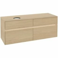 Alternative view of Villeroy & Boch Collaro Waschtischunterschrank 140cm Mit 4 Auszügen Nordic Oak Mit Beleuchtung Links