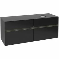 Alternative view of Villeroy & Boch Collaro Waschtischunterschrank 140cm Mit 4 Auszügen Black Matt Lacquer Mit Beleuchtung Rechts
