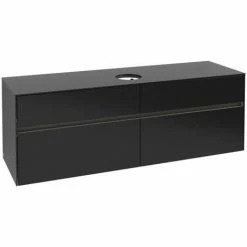 Alternative view of Villeroy & Boch Collaro Waschtischunterschrank 160cm Mit 4 Auszügen Black Matt Lacquer Mit Beleuchtung Mittig