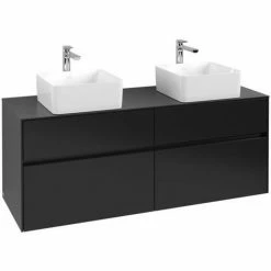Villeroy & Boch Collaro Waschtischunterschrank 140cm Mit 4 Auszügen Für 2 Waschtische Black Matt Lacquer Mit Beleuchtung -VILLEROY & BOCH shop 71605503 3
