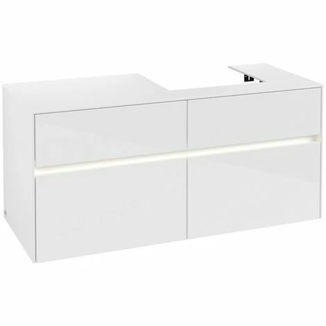 Villeroy & Boch Collaro Waschtischunterschrank Mit 4 Auszügen 120 Cm Glossy White Mit Beleuchtung Rechts 4 Villeroy & Boch Collaro Waschtischunterschrank Mit 4 Auszügen 120 Cm Glossy White Mit Beleuchtung Rechts – Bild 2