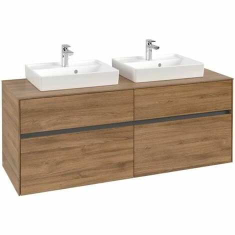 Villeroy & Boch Collaro Waschtischunterschrank 140cm Mit 4 Auszügen Für 2 Waschtische Kansas Oak Ohne Beleuchtung 5 Villeroy & Boch Collaro Waschtischunterschrank 140cm Mit 4 Auszügen Für 2 Waschtische Kansas Oak Ohne Beleuchtung – Bild 3