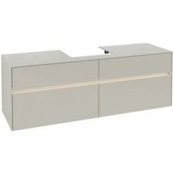Alternative view of Villeroy & Boch Collaro Waschtischunterschrank 160cm Mit 4 Auszügen Soft Grey Mit Beleuchtung Mittig