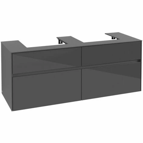 Villeroy & Boch Collaro Waschtischunterschrank 140cm Mit 4 Auszügen Für 2 Waschtische Glossy Grey Ohne Beleuchtung 4 Villeroy & Boch Collaro Waschtischunterschrank 140cm Mit 4 Auszügen Für 2 Waschtische Glossy Grey Ohne Beleuchtung – Bild 2