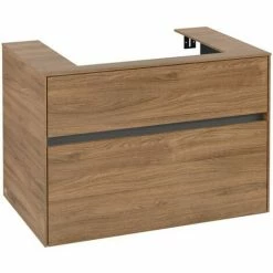 Alternative view of Villeroy & Boch Collaro Waschtischunterschrank 80cm Mit 2 Auszügen Kansas Oak Ohne Beleuchtung