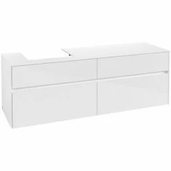 Villeroy & Boch Collaro Waschtischunterschrank 160cm Mit 4 Auszügen Glossy White Ohne Beleuchtung Links