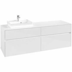 Alternative view of Villeroy & Boch Collaro Waschtischunterschrank 160cm Mit 4 Auszügen Glossy White Ohne Beleuchtung Links