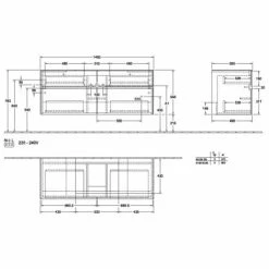 Villeroy & Boch Collaro Waschtischunterschrank Mit 4 Auszügen 140 Cm White Matt Mit Beleuchtung Mittig